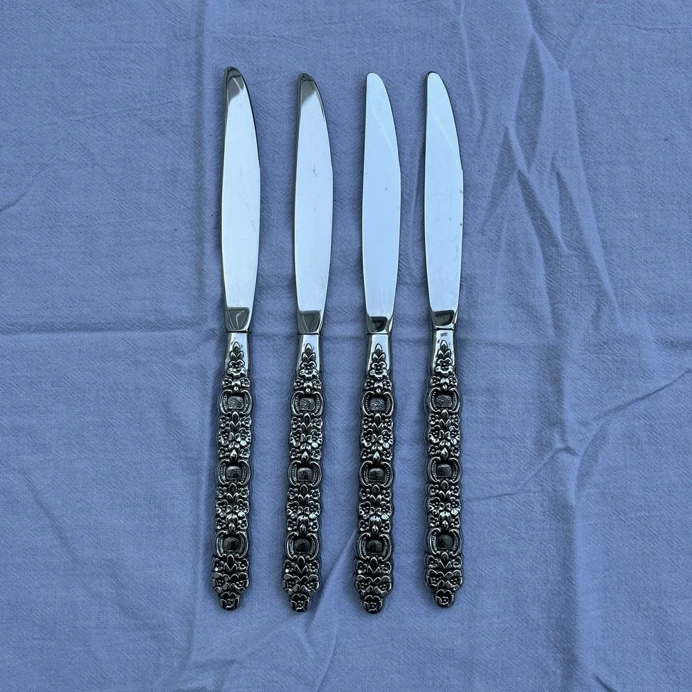 Oneida Viola Silverware Set 11pc Stainless Flatware Floral Pierced Silver Tone